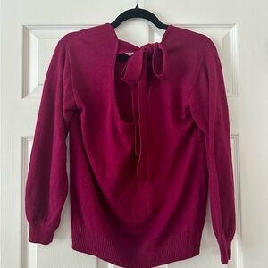 SOLD New York & Company Sweater in Deep Pink with Tie Bow Detail in Back Medium